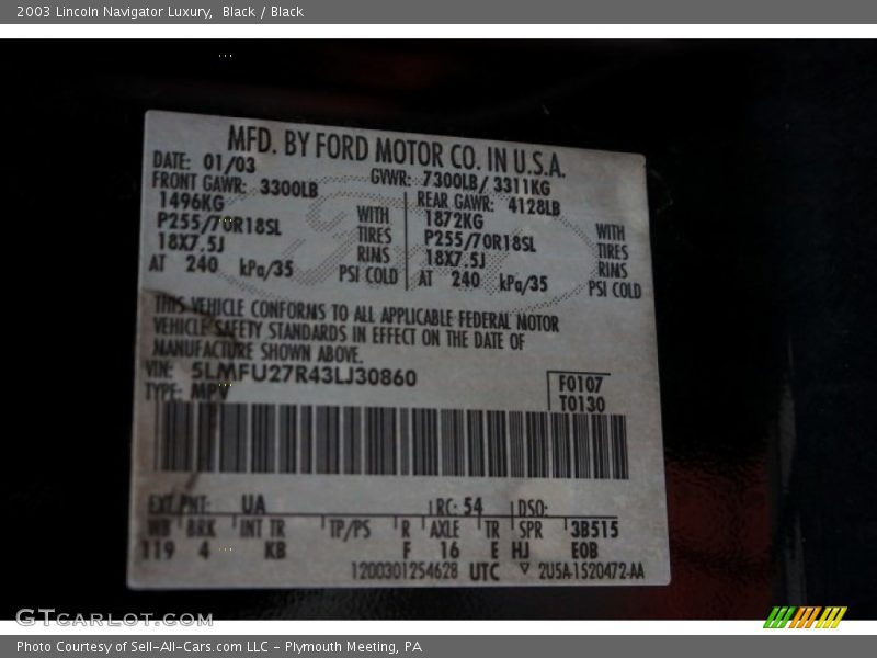 Black / Black 2003 Lincoln Navigator Luxury
