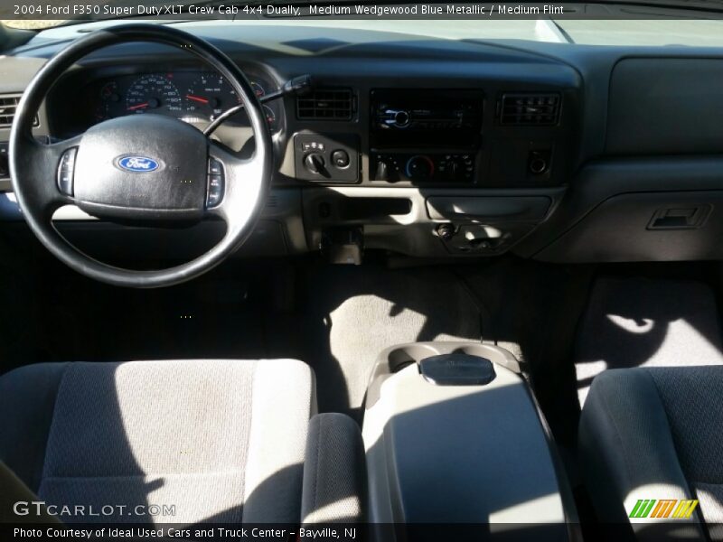 Medium Wedgewood Blue Metallic / Medium Flint 2004 Ford F350 Super Duty XLT Crew Cab 4x4 Dually