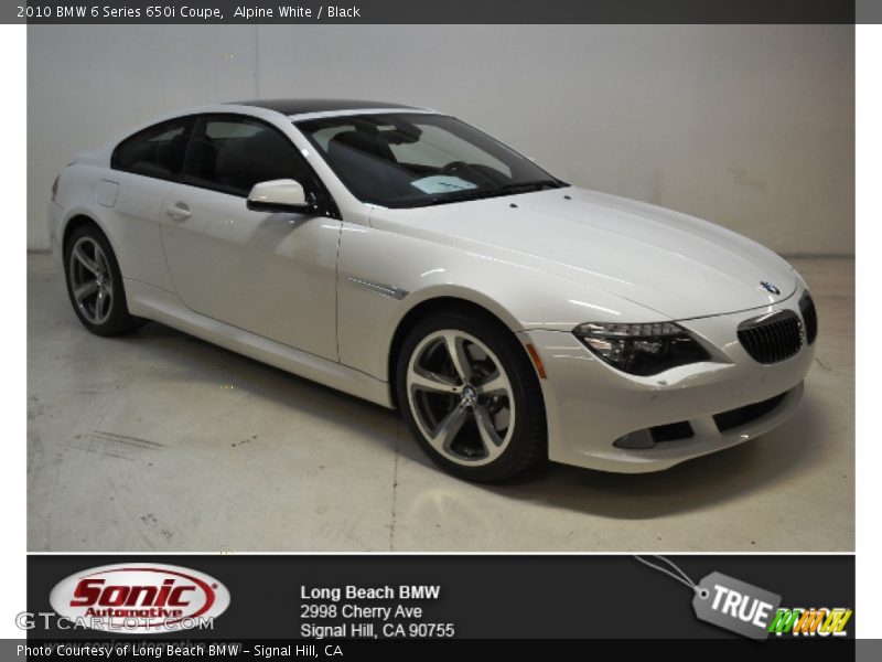 Alpine White / Black 2010 BMW 6 Series 650i Coupe