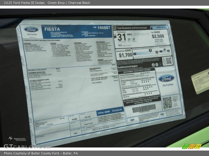 Green Envy / Charcoal Black 2015 Ford Fiesta SE Sedan