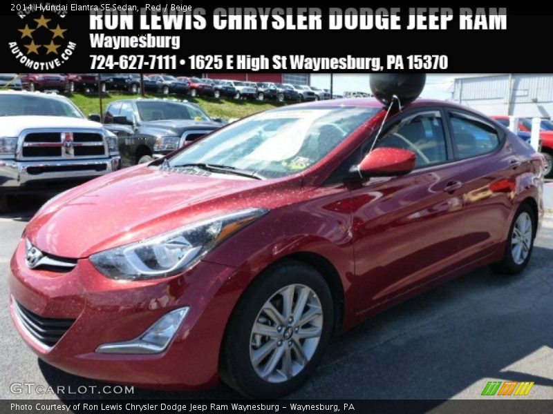 Red / Beige 2014 Hyundai Elantra SE Sedan