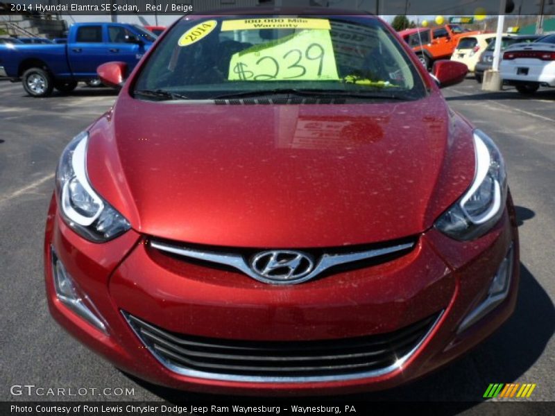 Red / Beige 2014 Hyundai Elantra SE Sedan