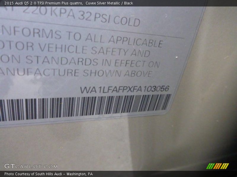 Cuvee Silver Metallic / Black 2015 Audi Q5 2.0 TFSI Premium Plus quattro