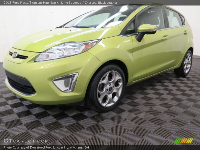 Lime Squeeze / Charcoal Black Leather 2013 Ford Fiesta Titanium Hatchback