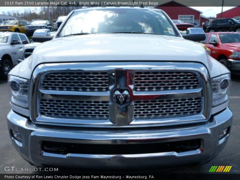 Bright White / Canyon Brown/Light Frost Beige 2015 Ram 2500 Laramie Mega Cab 4x4