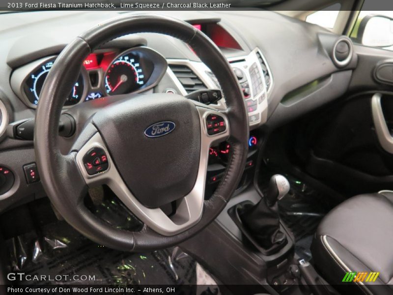Lime Squeeze / Charcoal Black Leather 2013 Ford Fiesta Titanium Hatchback
