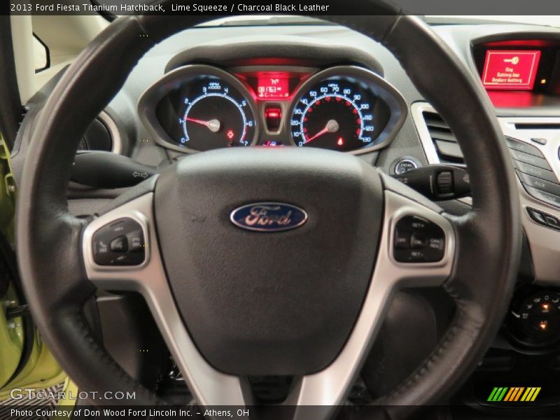 Lime Squeeze / Charcoal Black Leather 2013 Ford Fiesta Titanium Hatchback