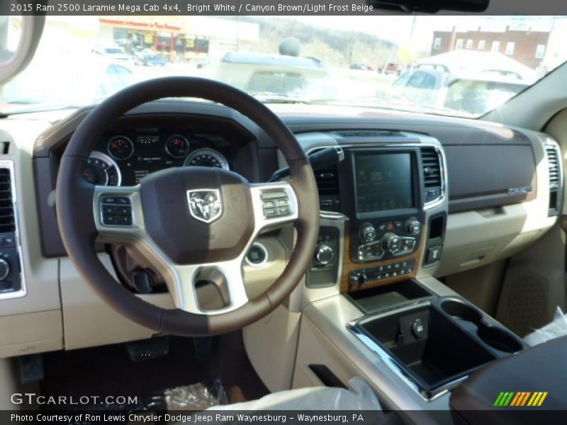 Bright White / Canyon Brown/Light Frost Beige 2015 Ram 2500 Laramie Mega Cab 4x4
