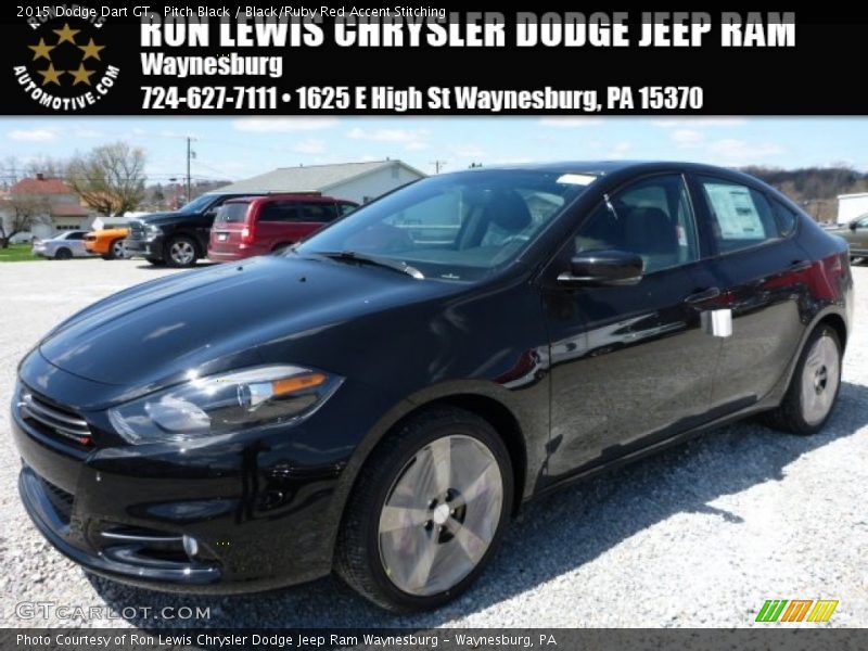 Pitch Black / Black/Ruby Red Accent Stitching 2015 Dodge Dart GT