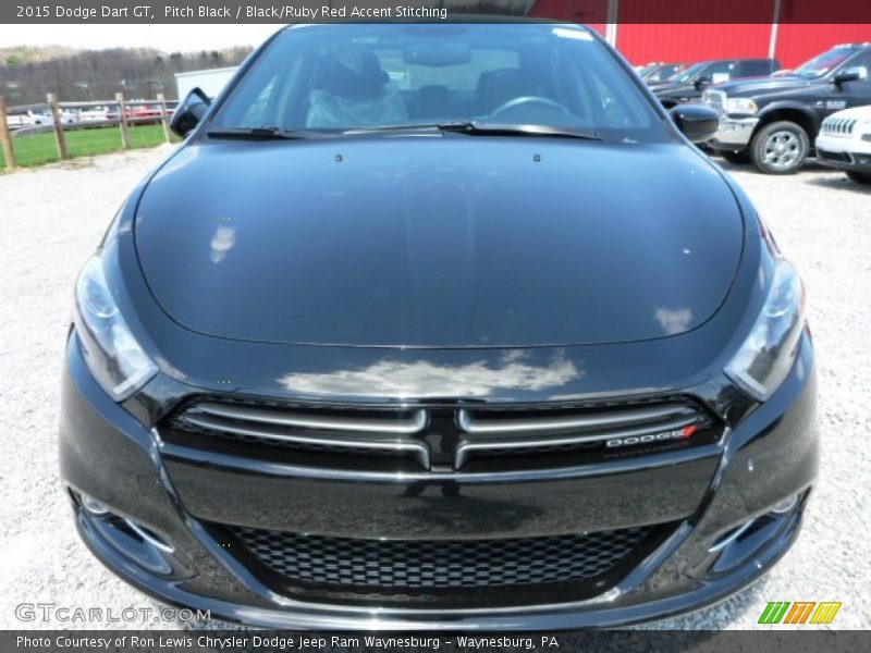 Pitch Black / Black/Ruby Red Accent Stitching 2015 Dodge Dart GT