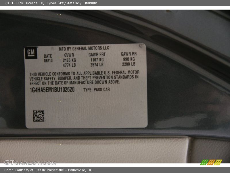 Cyber Gray Metallic / Titanium 2011 Buick Lucerne CX