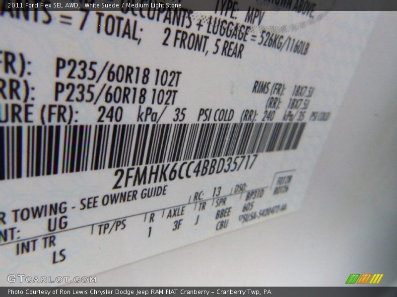 White Suede / Medium Light Stone 2011 Ford Flex SEL AWD