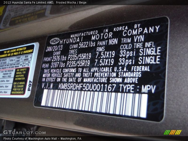 Frosted Mocha / Beige 2013 Hyundai Santa Fe Limited AWD