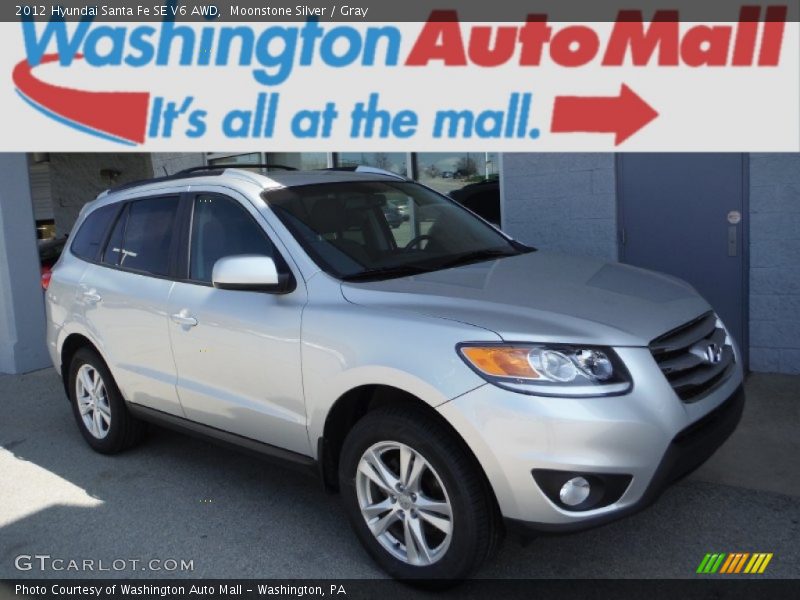 Moonstone Silver / Gray 2012 Hyundai Santa Fe SE V6 AWD