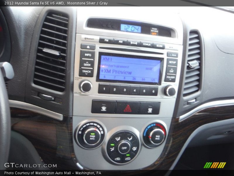 Moonstone Silver / Gray 2012 Hyundai Santa Fe SE V6 AWD