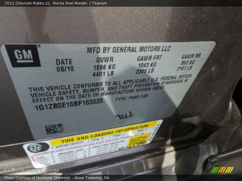 Mocha Steel Metallic / Titanium 2011 Chevrolet Malibu LS