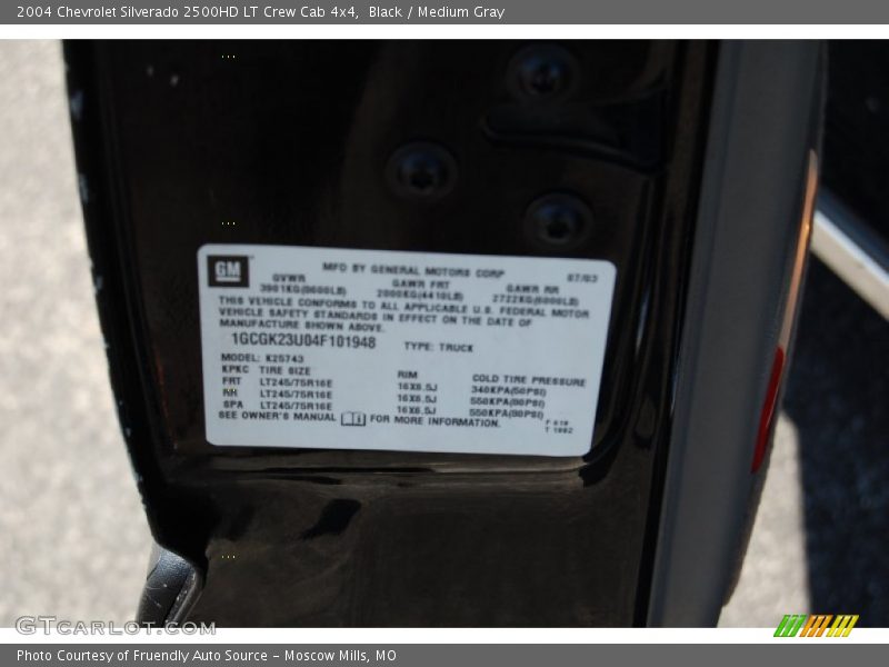 Black / Medium Gray 2004 Chevrolet Silverado 2500HD LT Crew Cab 4x4