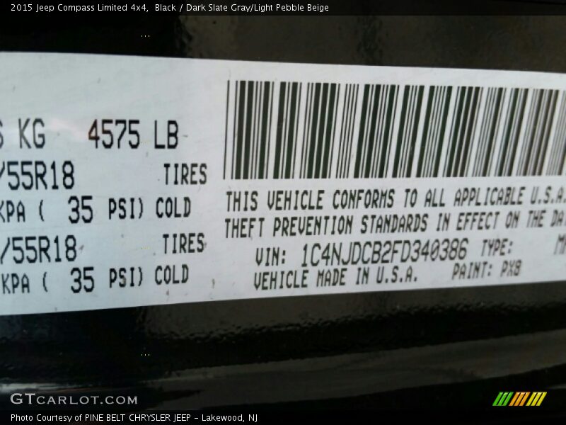 Black / Dark Slate Gray/Light Pebble Beige 2015 Jeep Compass Limited 4x4