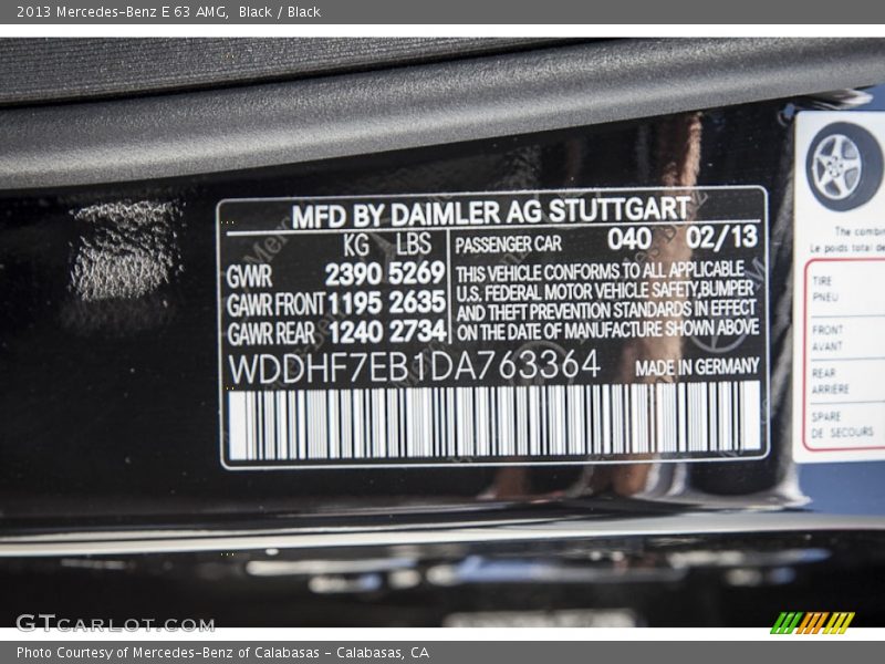 2013 E 63 AMG Black Color Code 040