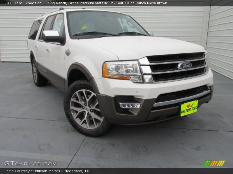 White Platinum Metallic Tri-Coat / King Ranch Mesa Brown 2015 Ford Expedition EL King Ranch