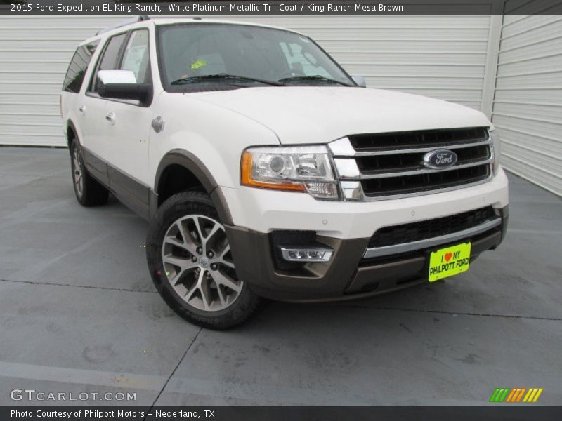 White Platinum Metallic Tri-Coat / King Ranch Mesa Brown 2015 Ford Expedition EL King Ranch
