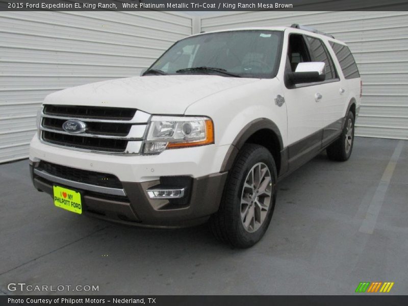White Platinum Metallic Tri-Coat / King Ranch Mesa Brown 2015 Ford Expedition EL King Ranch