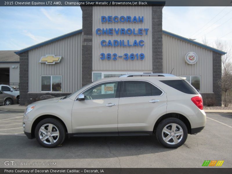 Champagne Silver Metallic / Brownstone/Jet Black 2015 Chevrolet Equinox LTZ AWD