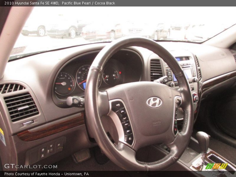 Pacific Blue Pearl / Cocoa Black 2010 Hyundai Santa Fe SE 4WD
