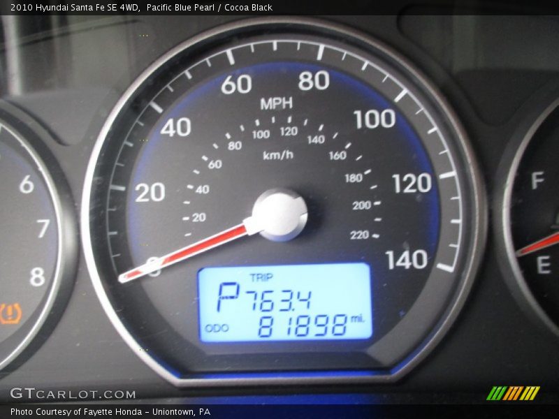 Pacific Blue Pearl / Cocoa Black 2010 Hyundai Santa Fe SE 4WD