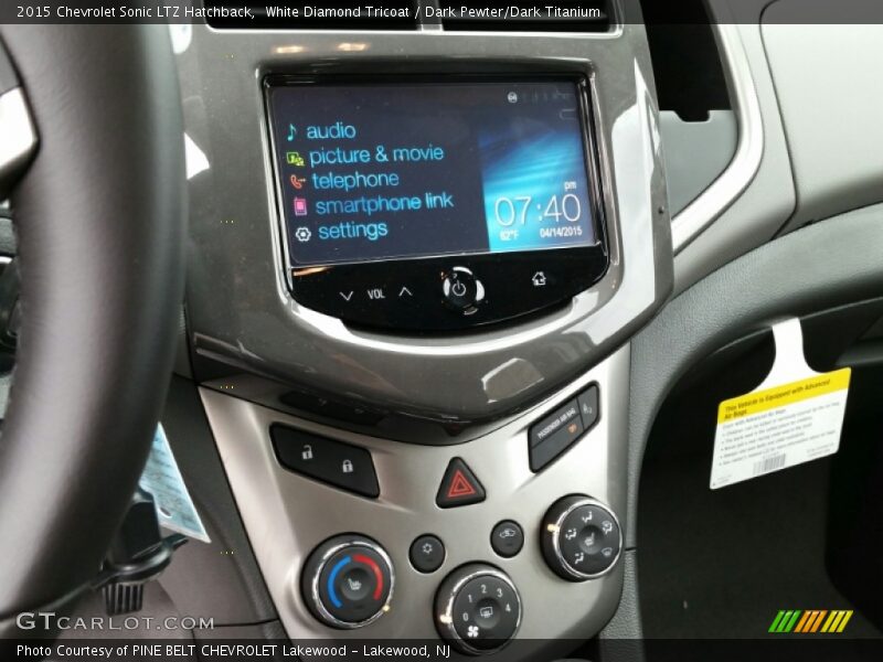 White Diamond Tricoat / Dark Pewter/Dark Titanium 2015 Chevrolet Sonic LTZ Hatchback