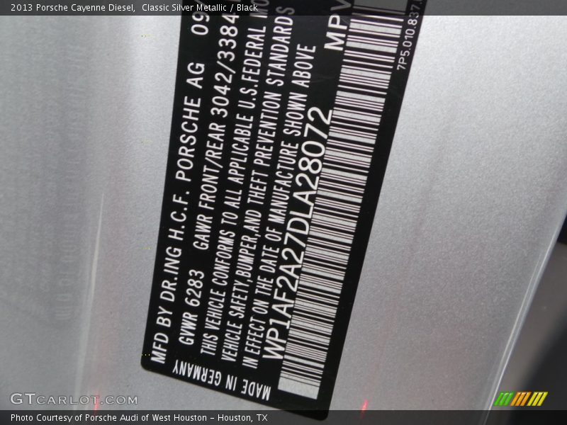 Classic Silver Metallic / Black 2013 Porsche Cayenne Diesel