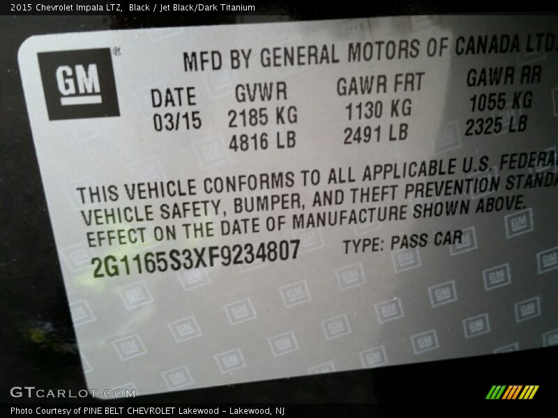 Black / Jet Black/Dark Titanium 2015 Chevrolet Impala LTZ
