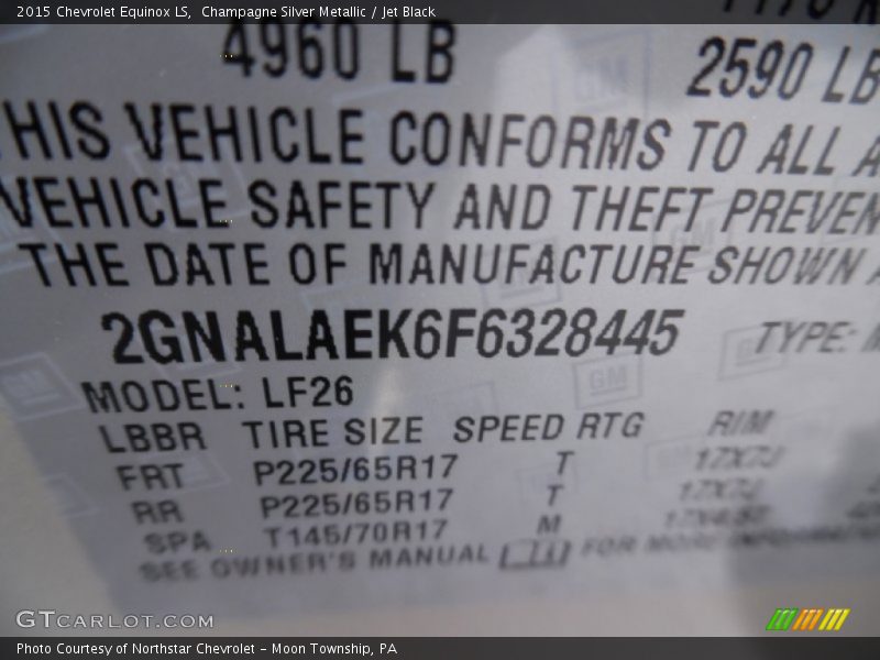 Champagne Silver Metallic / Jet Black 2015 Chevrolet Equinox LS