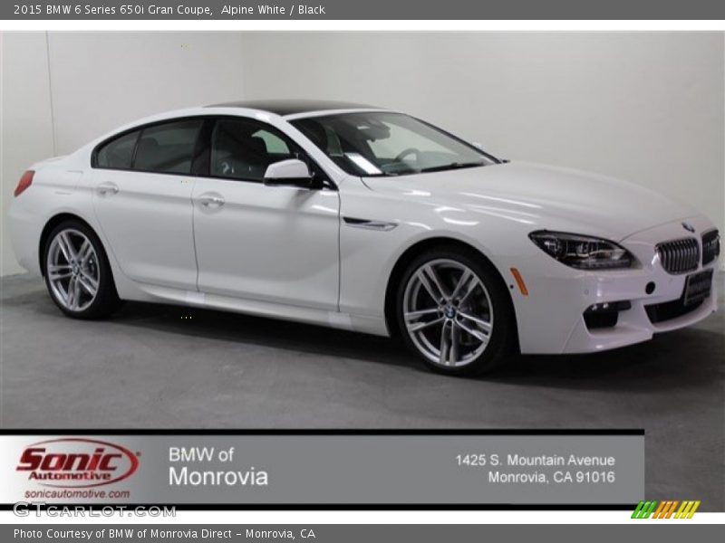 Alpine White / Black 2015 BMW 6 Series 650i Gran Coupe