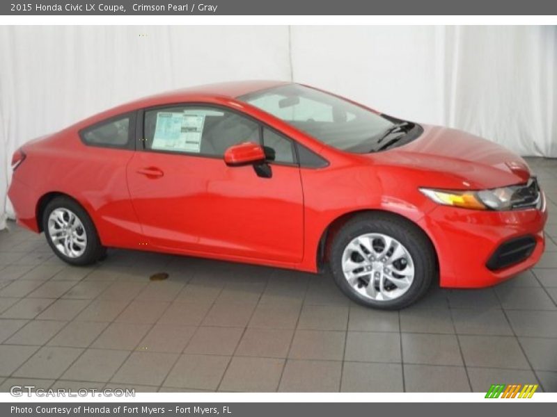 Crimson Pearl / Gray 2015 Honda Civic LX Coupe