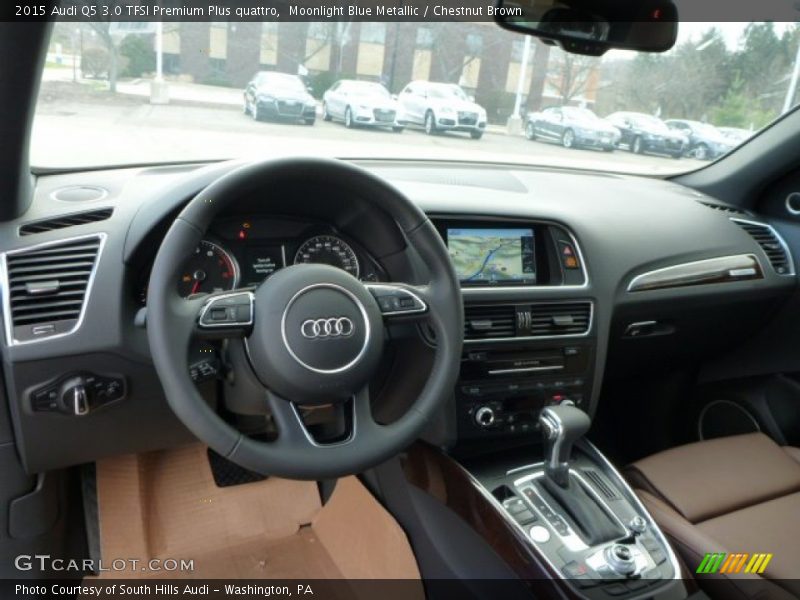 Moonlight Blue Metallic / Chestnut Brown 2015 Audi Q5 3.0 TFSI Premium Plus quattro
