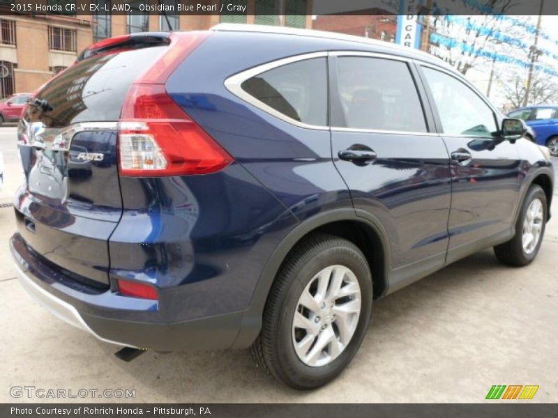 Obsidian Blue Pearl / Gray 2015 Honda CR-V EX-L AWD