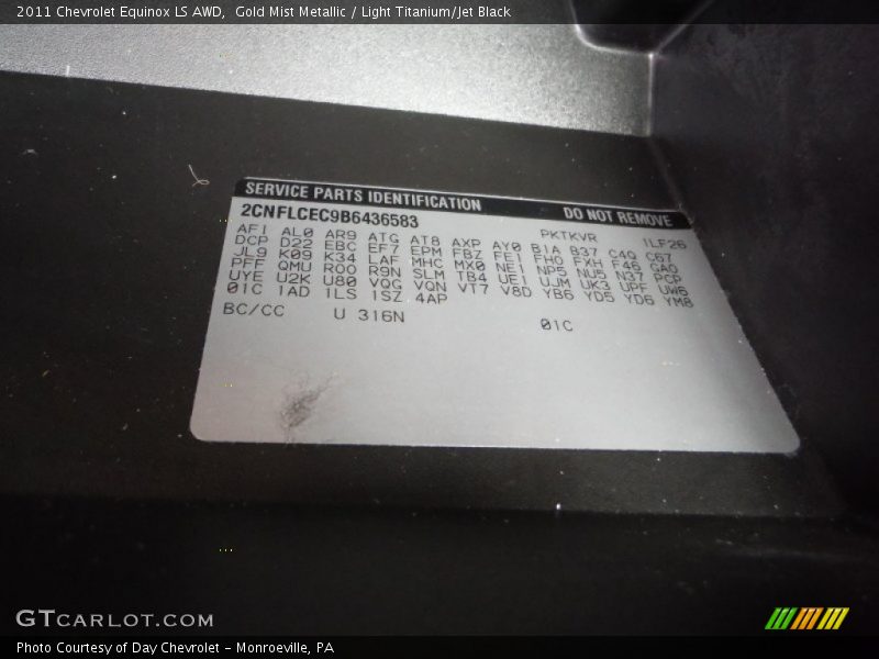 Gold Mist Metallic / Light Titanium/Jet Black 2011 Chevrolet Equinox LS AWD