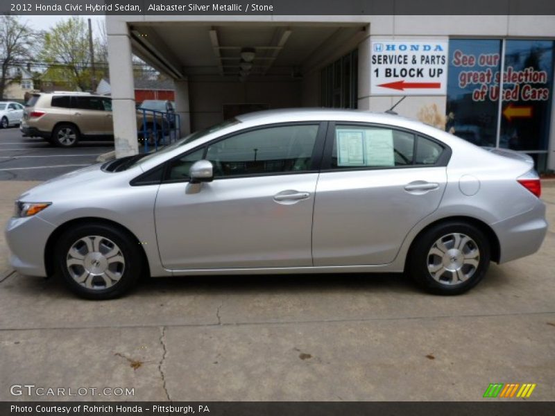 Alabaster Silver Metallic / Stone 2012 Honda Civic Hybrid Sedan