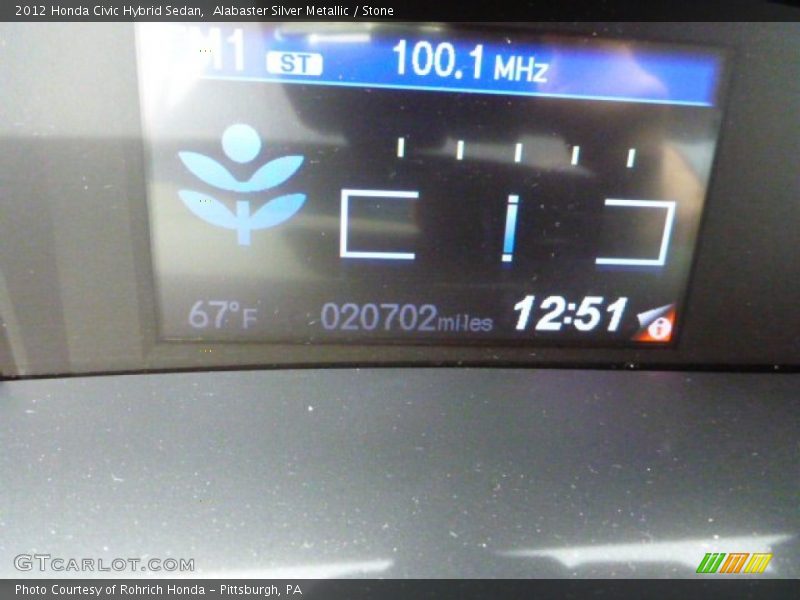 Alabaster Silver Metallic / Stone 2012 Honda Civic Hybrid Sedan