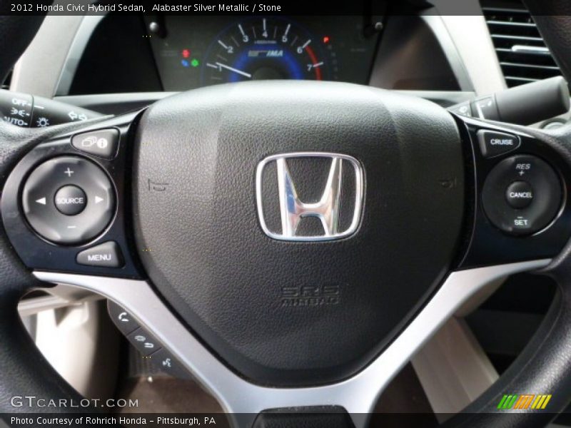 Alabaster Silver Metallic / Stone 2012 Honda Civic Hybrid Sedan
