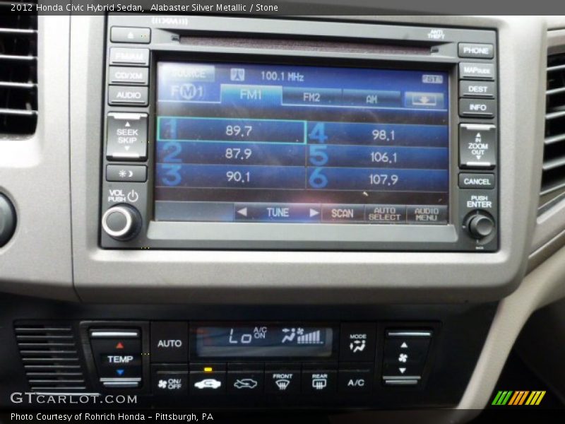 Alabaster Silver Metallic / Stone 2012 Honda Civic Hybrid Sedan