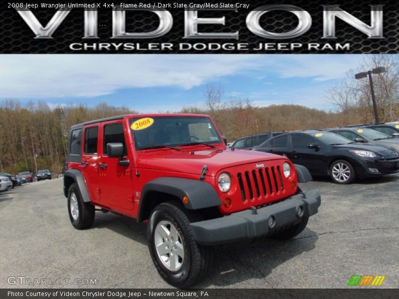 Flame Red / Dark Slate Gray/Med Slate Gray 2008 Jeep Wrangler Unlimited X 4x4