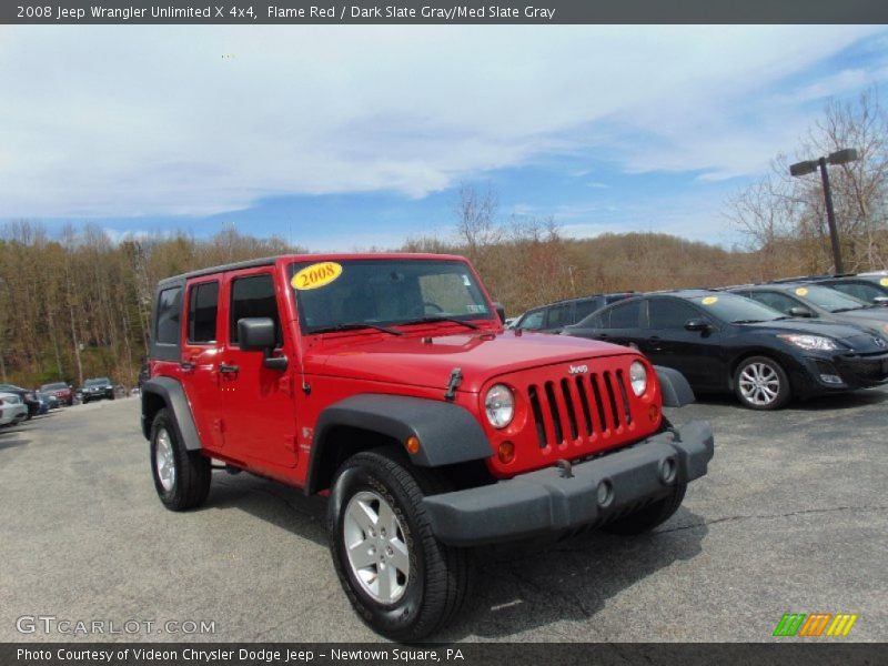 Flame Red / Dark Slate Gray/Med Slate Gray 2008 Jeep Wrangler Unlimited X 4x4