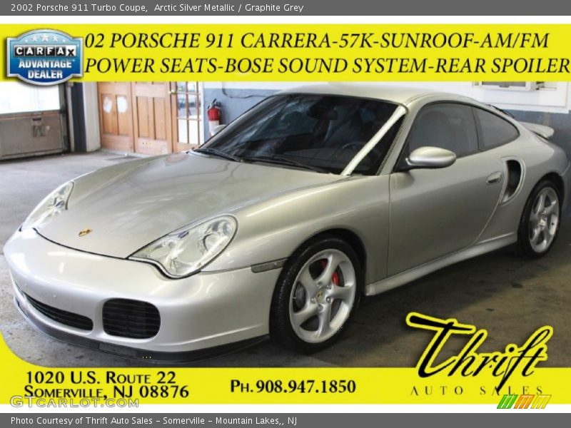 Arctic Silver Metallic / Graphite Grey 2002 Porsche 911 Turbo Coupe