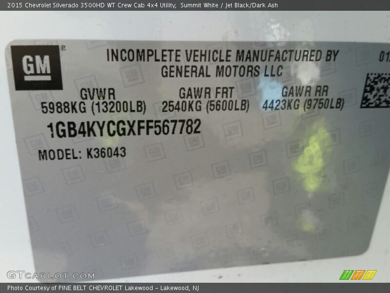 Summit White / Jet Black/Dark Ash 2015 Chevrolet Silverado 3500HD WT Crew Cab 4x4 Utility