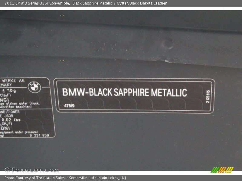 Black Sapphire Metallic / Oyster/Black Dakota Leather 2011 BMW 3 Series 335i Convertible