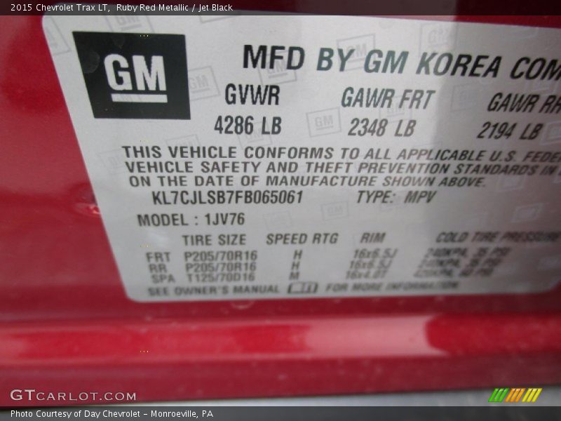 Ruby Red Metallic / Jet Black 2015 Chevrolet Trax LT