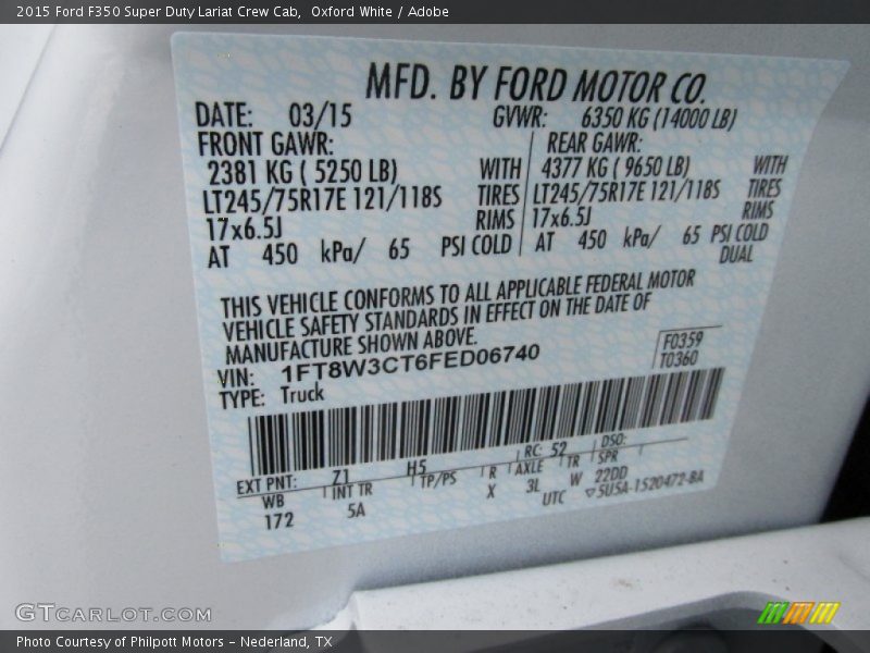 Oxford White / Adobe 2015 Ford F350 Super Duty Lariat Crew Cab