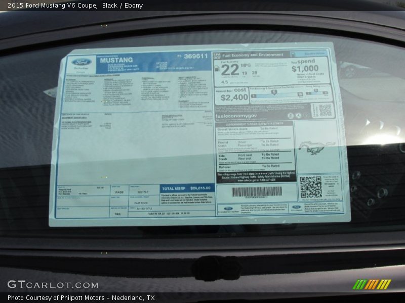 Black / Ebony 2015 Ford Mustang V6 Coupe